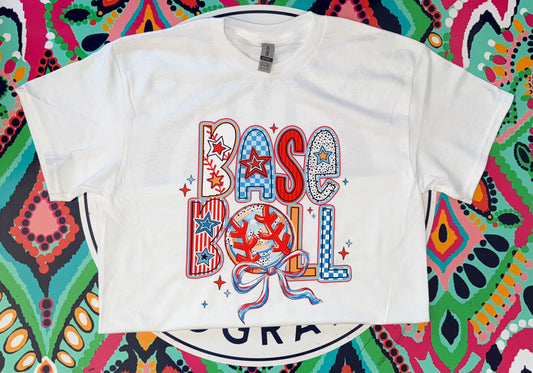 Colorful baseball tee