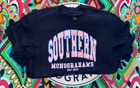 SMG navy screen printed tees