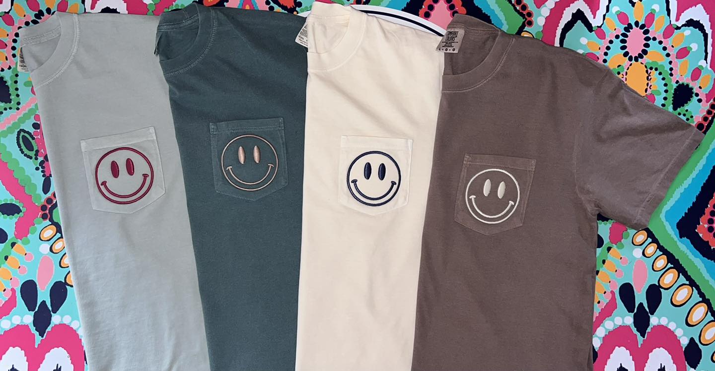Smiley Face Embroidered T-Shirt
