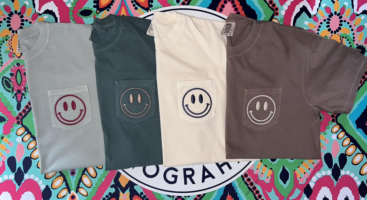 Smiley Face Embroidered T-Shirt